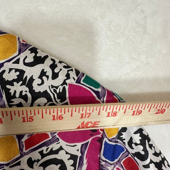 VTG Lauren Lee Floral Print Colorful Smocked Top Pink Maximalist 90s Abstract‎ - Picture 8 of 9